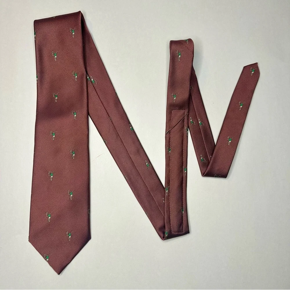 NWT & Vintage BRIAR Classic Mauve Tie w Embroidered Tennis Players